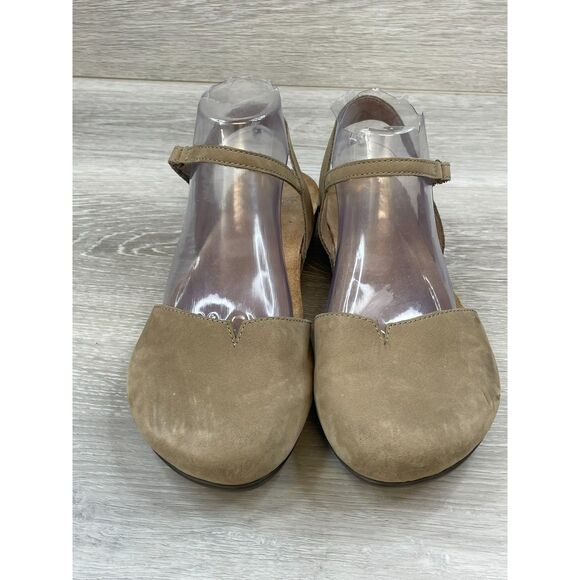 Dansko Rowan Women's 9 Brown Slingback Leather Sandal Cork Wedge Footbed Comfort - Picture 2 of 10